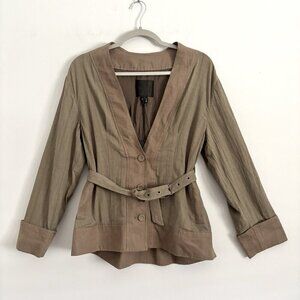 NEW Paige Khaki Green Audrielle Cotton Jacket w Belt Button Front Women’s Small